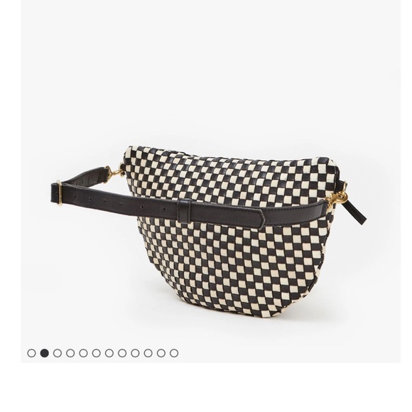 Clare V Grande Fanny Black/Cream Woven Checker Crossbody Bag Gorgeous w/dustbag - Picture 3 of 17